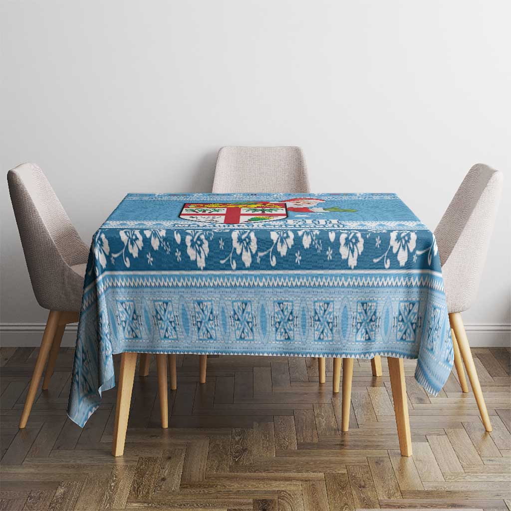 Fiji Christmas Tablecloth Fijian Masi Marau na Kerisimasi! - Blue