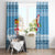 Fiji Christmas Window Curtain Fijian Masi Marau na Kerisimasi! - Blue