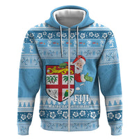 Fiji Christmas Zip Hoodie Fijian Masi Marau na Kerisimasi! - Blue