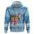 Fiji Christmas Zip Hoodie Fijian Masi Marau na Kerisimasi! - Blue