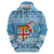 Fiji Christmas Zip Hoodie Fijian Masi Marau na Kerisimasi! - Blue