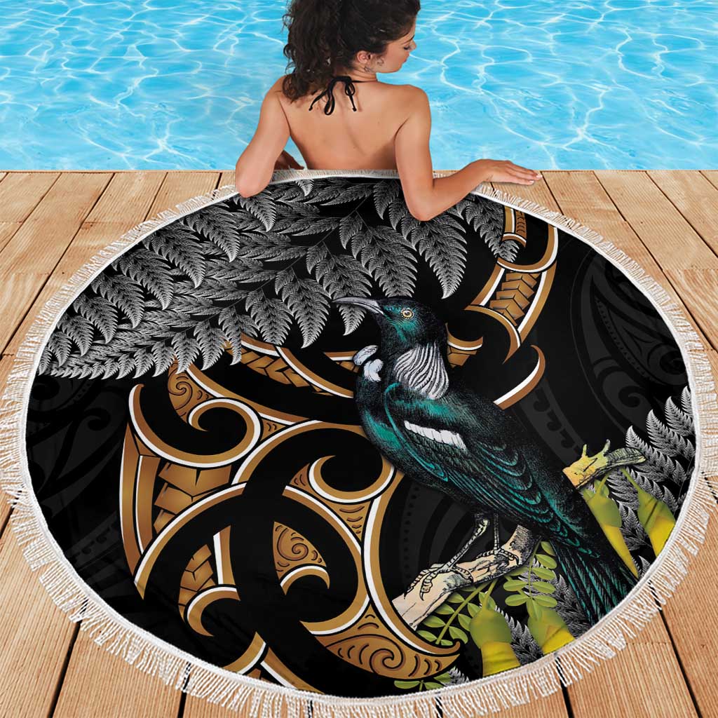 Aotearoa Kowhai Tui Bird Beach Blanket Maori Ngaru With Silver Fern LT14 - Polynesian Pride