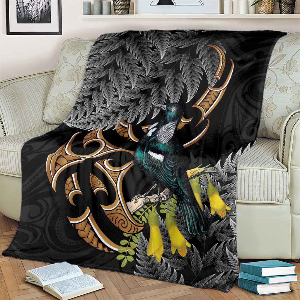Aotearoa Kowhai Tui Bird Blanket Maori Ngaru With Silver Fern LT14 - Polynesian Pride