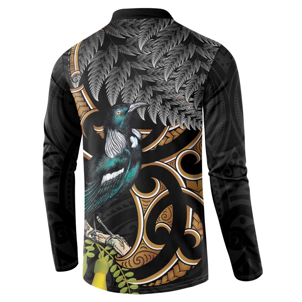 Aotearoa Kowhai Tui Bird Button Sweatshirt Maori Ngaru With Silver Fern