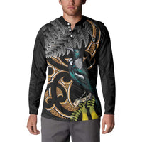 Aotearoa Kowhai Tui Bird Button Sweatshirt Maori Ngaru With Silver Fern