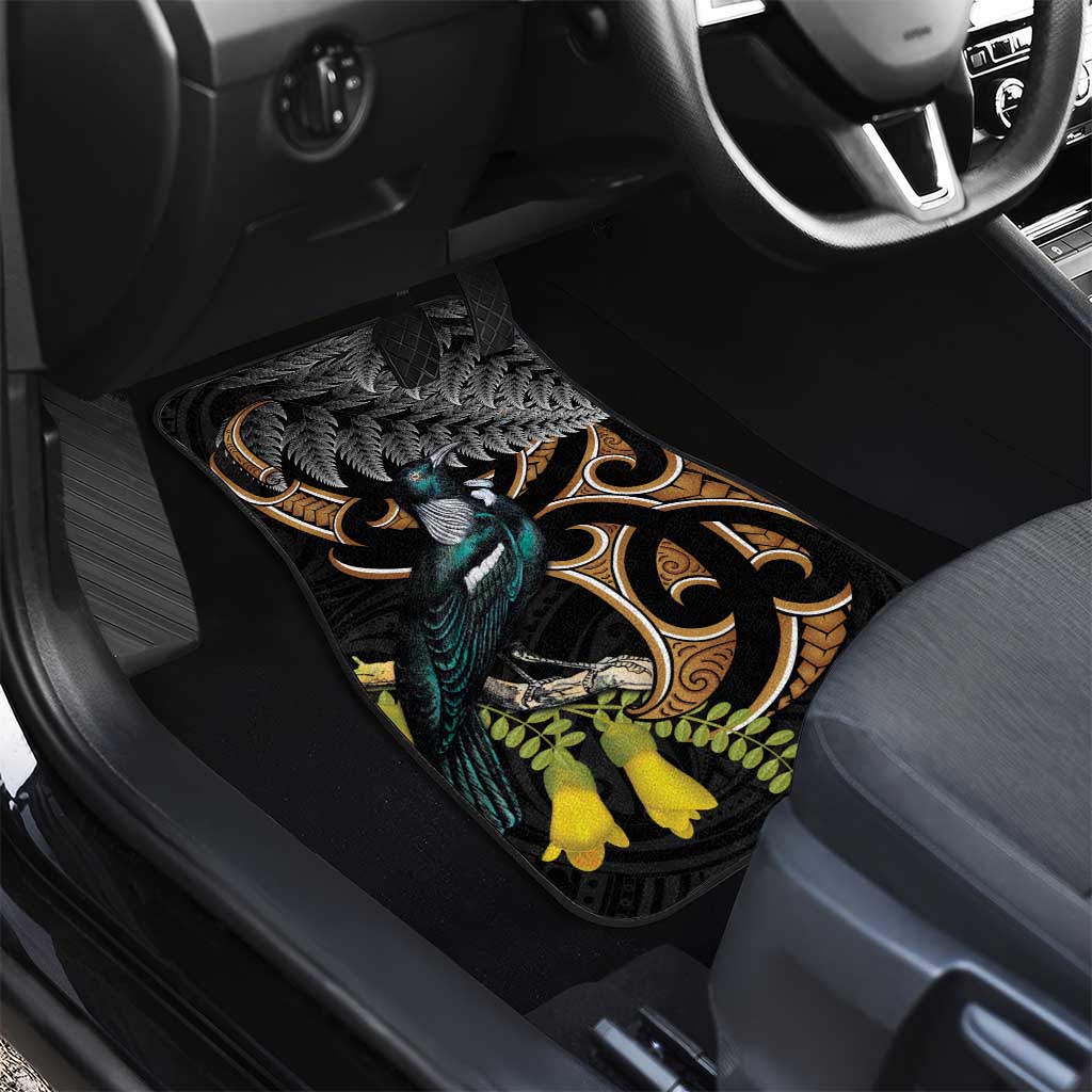 Aotearoa Kowhai Tui Bird Car Mats Maori Ngaru With Silver Fern LT14 - Polynesian Pride
