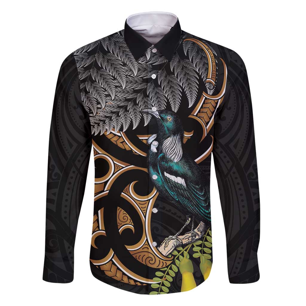 Aotearoa Kowhai Tui Bird Family Matching Mermaid Dress and Hawaiian Shirt Maori Ngaru With Silver Fern