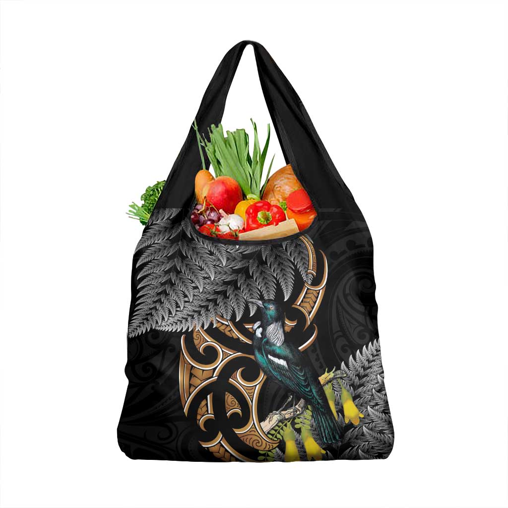 Aotearoa Kowhai Tui Bird Grocery Bag Maori Ngaru With Silver Fern