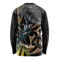 Aotearoa Kowhai Tui Bird Long Sleeve Shirt Maori Ngaru With Silver Fern LT14 - Polynesian Pride