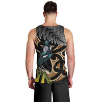 Aotearoa Kowhai Tui Bird Men Tank Top Maori Ngaru With Silver Fern LT14 - Polynesian Pride