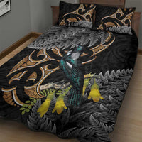 Aotearoa Kowhai Tui Bird Quilt Bed Set Maori Ngaru With Silver Fern LT14 - Polynesian Pride