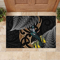 Aotearoa Kowhai Tui Bird Rubber Doormat Maori Ngaru With Silver Fern