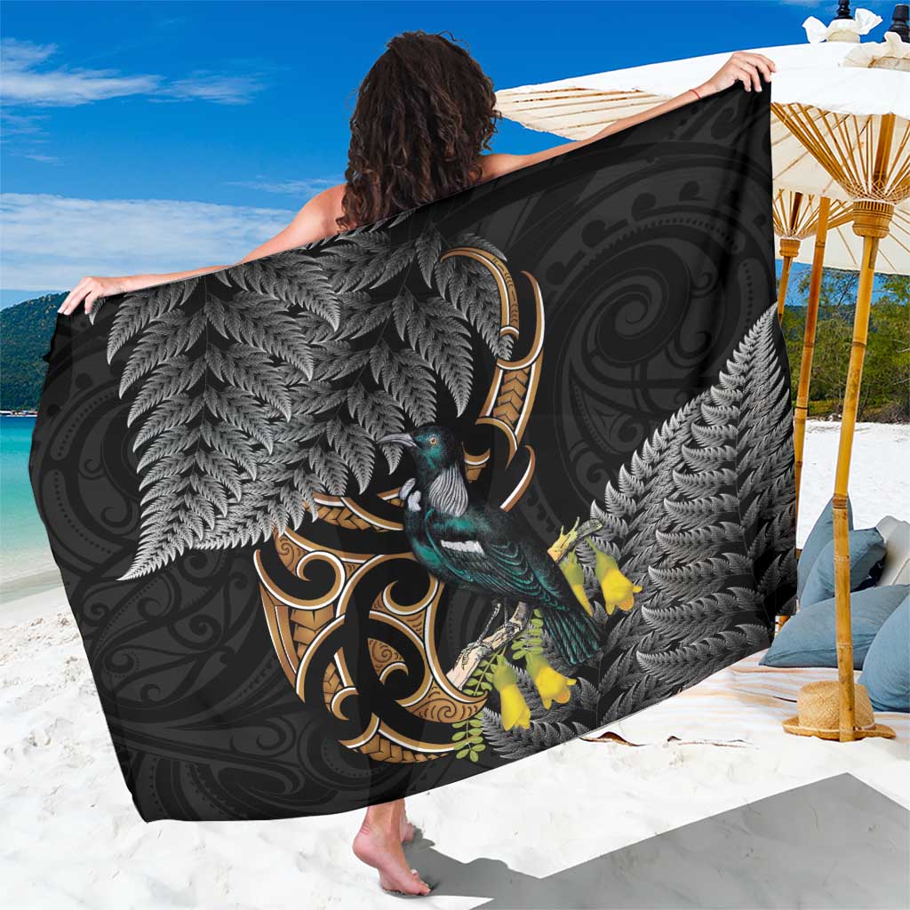 Aotearoa Kowhai Tui Bird Sarong Maori Ngaru With Silver Fern