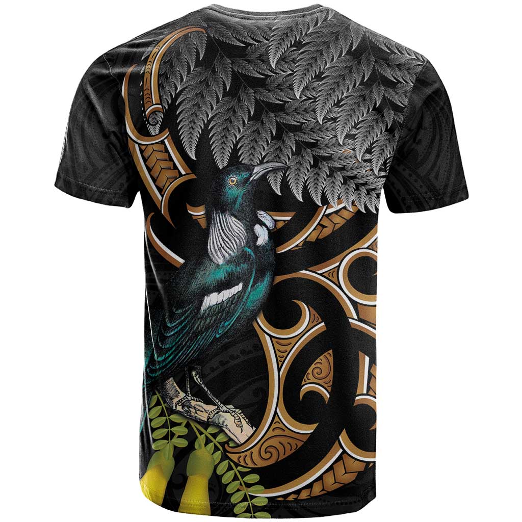 Aotearoa Kowhai Tui Bird T Shirt Maori Ngaru With Silver Fern