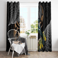 Aotearoa Kowhai Tui Bird Window Curtain Maori Ngaru With Silver Fern LT14 - Polynesian Pride