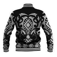 Black Ngaru Taniko With Aotearoa Maori Tattoo Baseball Jacket LT14 - Polynesian Pride
