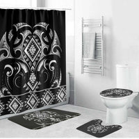 Black Ngaru Taniko With Aotearoa Maori Tattoo Bathroom Set - Polynesian Pride