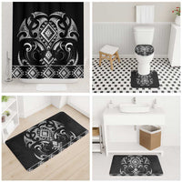 Black Ngaru Taniko With Aotearoa Maori Tattoo Bathroom Set - Polynesian Pride