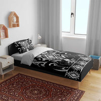 Black Ngaru Taniko With Aotearoa Maori Tattoo Bedding Set