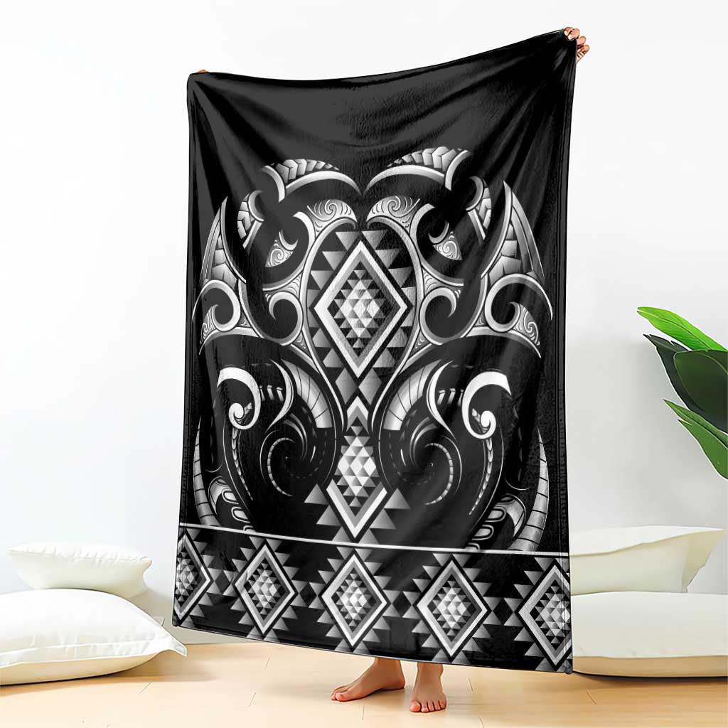 Black Ngaru Taniko With Aotearoa Maori Tattoo Blanket LT14 - Polynesian Pride