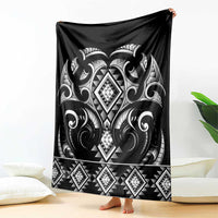 Black Ngaru Taniko With Aotearoa Maori Tattoo Blanket LT14 - Polynesian Pride