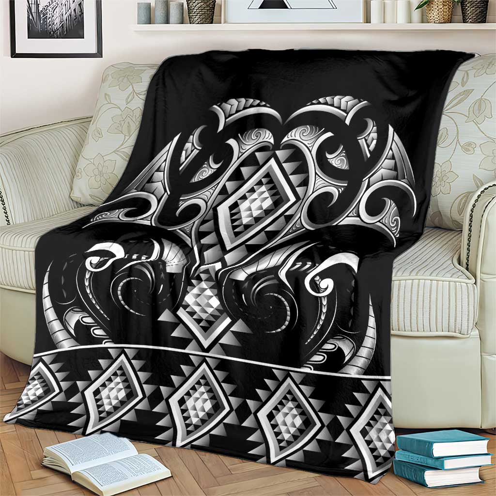 Black Ngaru Taniko With Aotearoa Maori Tattoo Blanket LT14 - Polynesian Pride