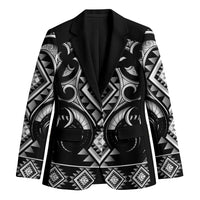 Black Ngaru Taniko With Aotearoa Maori Tattoo Blazer - Polynesian Pride