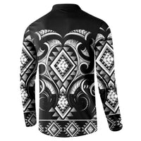 Black Ngaru Taniko With Aotearoa Maori Tattoo Button Sweatshirt
