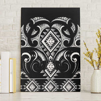 Black Ngaru Taniko With Aotearoa Maori Tattoo Canvas Wall Art LT14 Without Frame Black - Polynesian Pride