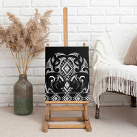 Black Ngaru Taniko With Aotearoa Maori Tattoo Canvas Wall Art LT14 - Polynesian Pride