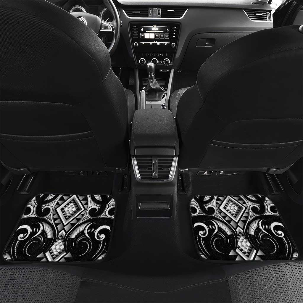 Black Ngaru Taniko With Aotearoa Maori Tattoo Car Mats LT14 Set 2pcs - Back Black - Polynesian Pride