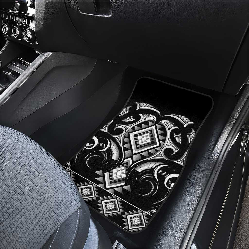 Black Ngaru Taniko With Aotearoa Maori Tattoo Car Mats LT14 - Polynesian Pride
