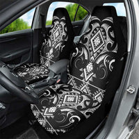Black Ngaru Taniko With Aotearoa Maori Tattoo Car Seat Cover