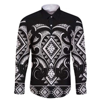 Black Ngaru Taniko With Aotearoa Maori Tattoo Family Matching Long Sleeve Bodycon Dress and Hawaiian Shirt