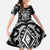 Black Ngaru Taniko With Aotearoa Maori Tattoo Family Matching Off The Shoulder Long Sleeve Dress and Hawaiian Shirt