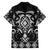 Black Ngaru Taniko With Aotearoa Maori Tattoo Family Matching Off The Shoulder Long Sleeve Dress and Hawaiian Shirt