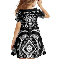 Black Ngaru Taniko With Aotearoa Maori Tattoo Family Matching Off Shoulder Maxi Dress and Hawaiian Shirt