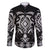 Black Ngaru Taniko With Aotearoa Maori Tattoo Family Matching Off Shoulder Maxi Dress and Hawaiian Shirt