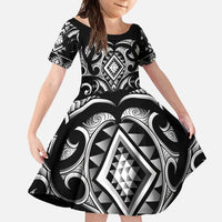 Black Ngaru Taniko With Aotearoa Maori Tattoo Family Matching Summer Maxi Dress and Hawaiian Shirt