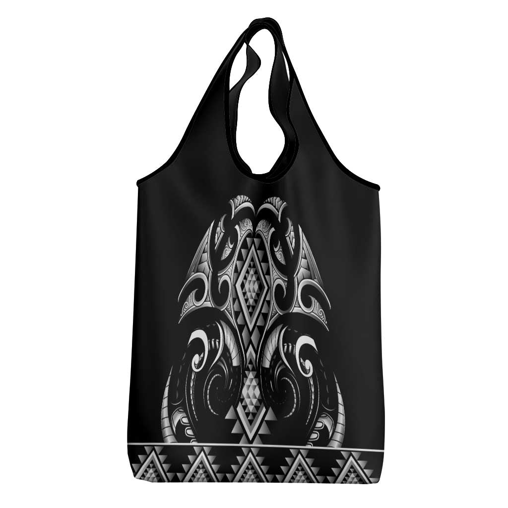 Black Ngaru Taniko With Aotearoa Maori Tattoo Grocery Bag