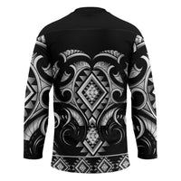 Black Ngaru Taniko With Aotearoa Maori Tattoo Hockey Jersey - Polynesian Pride