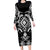 Black Ngaru Taniko With Aotearoa Maori Tattoo Long Sleeve Bodycon Dress