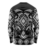 Black Ngaru Taniko With Aotearoa Maori Tattoo Long Sleeve Shirt LT14 - Polynesian Pride