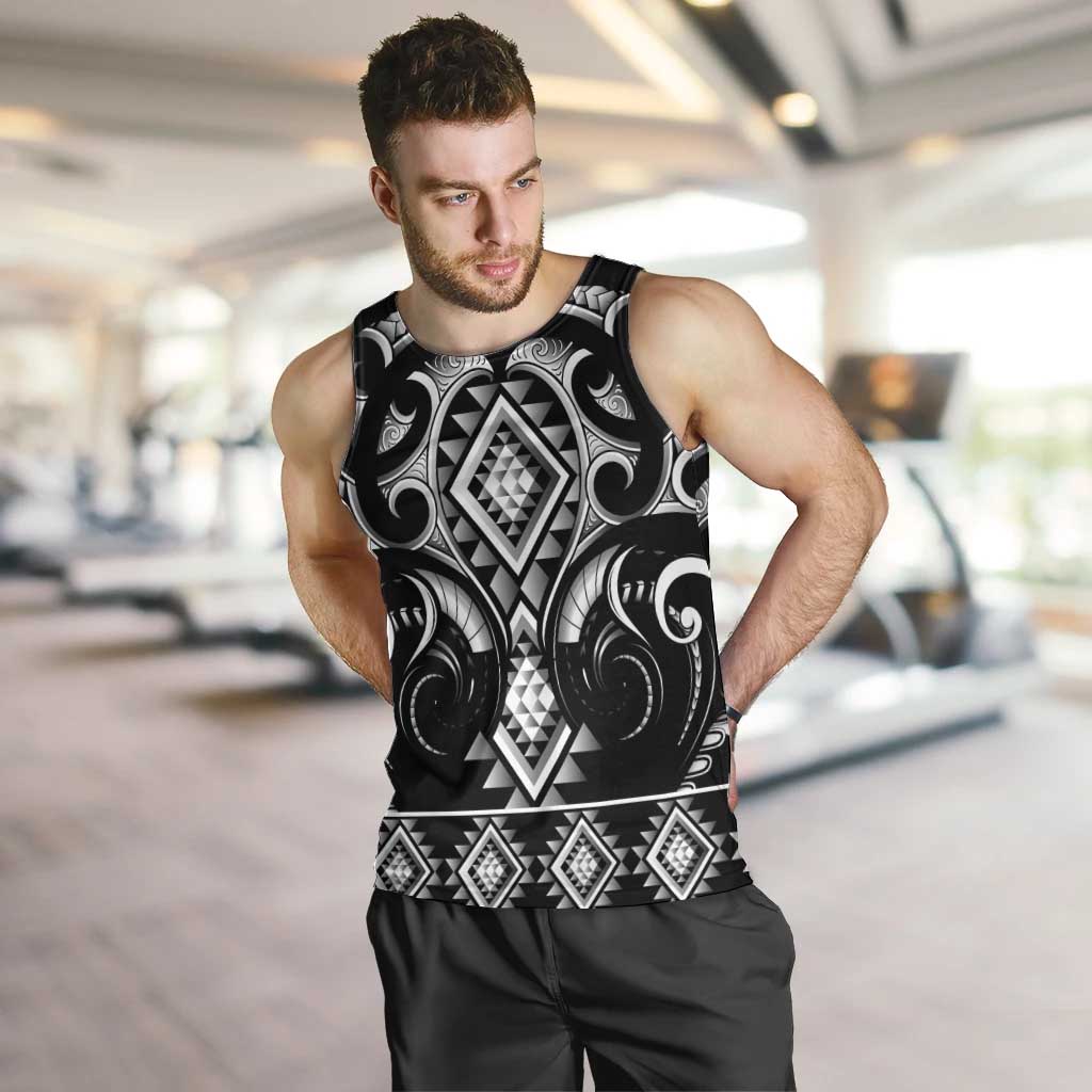 Black Ngaru Taniko With Aotearoa Maori Tattoo Men Tank Top LT14 Black - Polynesian Pride