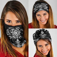 Black Ngaru Taniko With Aotearoa Maori Tattoo Neck Gaiter - Polynesian Pride