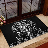Black Ngaru Taniko With Aotearoa Maori Tattoo Rubber Doormat LT14 - Polynesian Pride