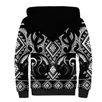 Black Ngaru Taniko With Aotearoa Maori Tattoo Sherpa Hoodie LT14 - Polynesian Pride