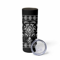 Black Ngaru Taniko With Aotearoa Maori Tattoo Skinny Tumbler