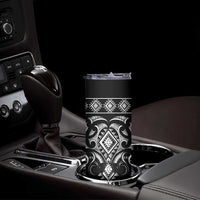 Black Ngaru Taniko With Aotearoa Maori Tattoo Skinny Tumbler