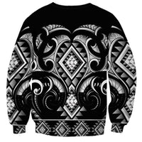 Black Ngaru Taniko With Aotearoa Maori Tattoo Sweatshirt